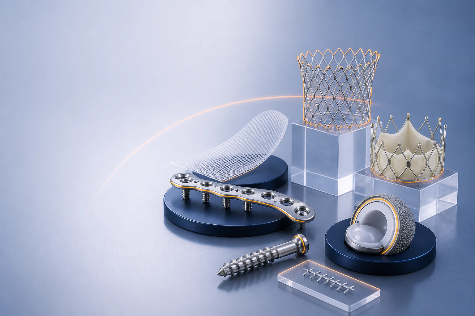 Modern orthopaedic implant components prepared for inspection
