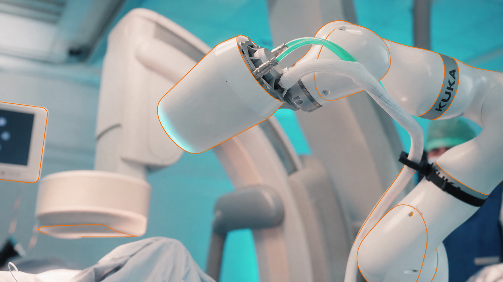 Robotic surgery system with restrained orange technical contours